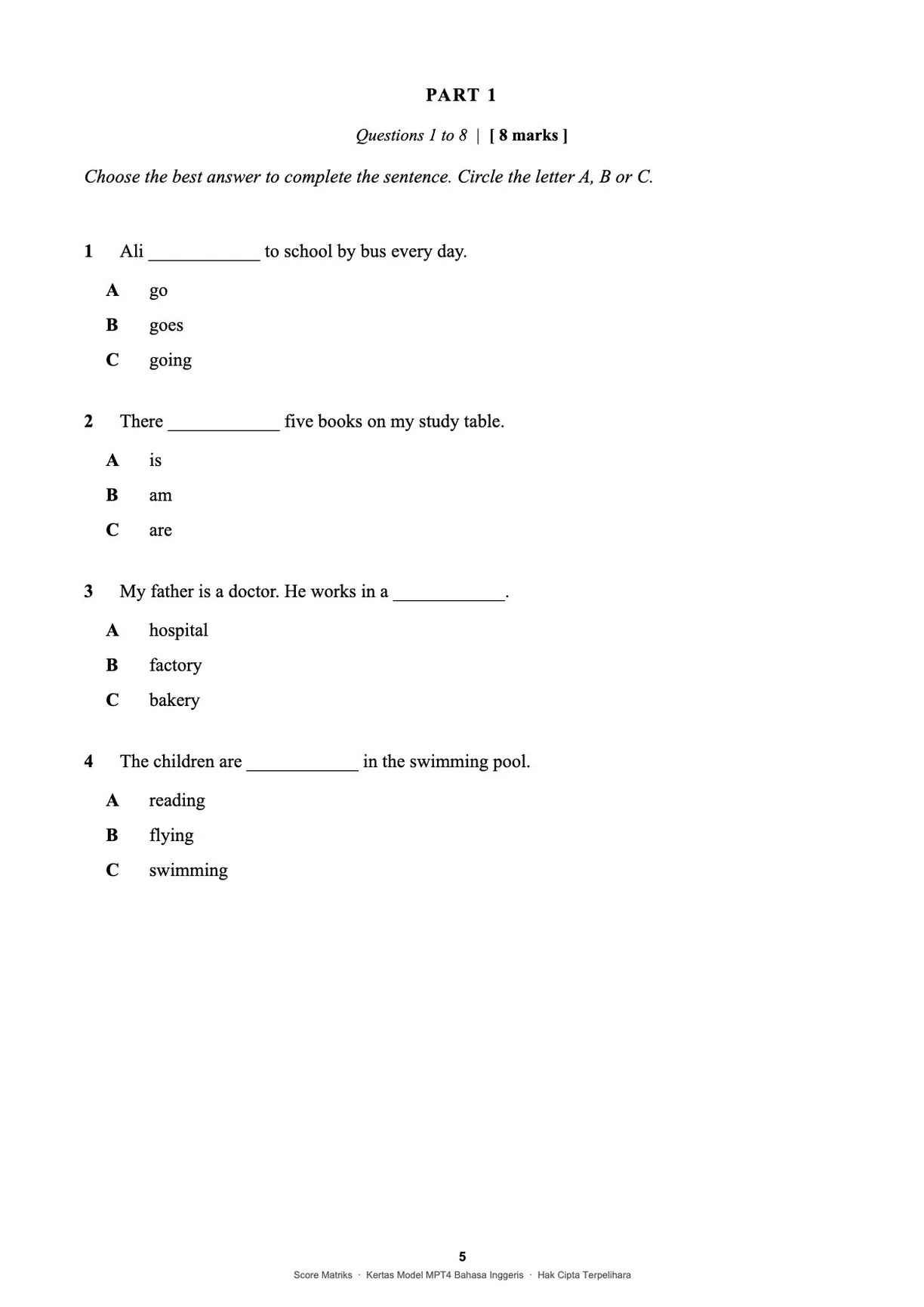 Contoh kertas model BI – Part 1