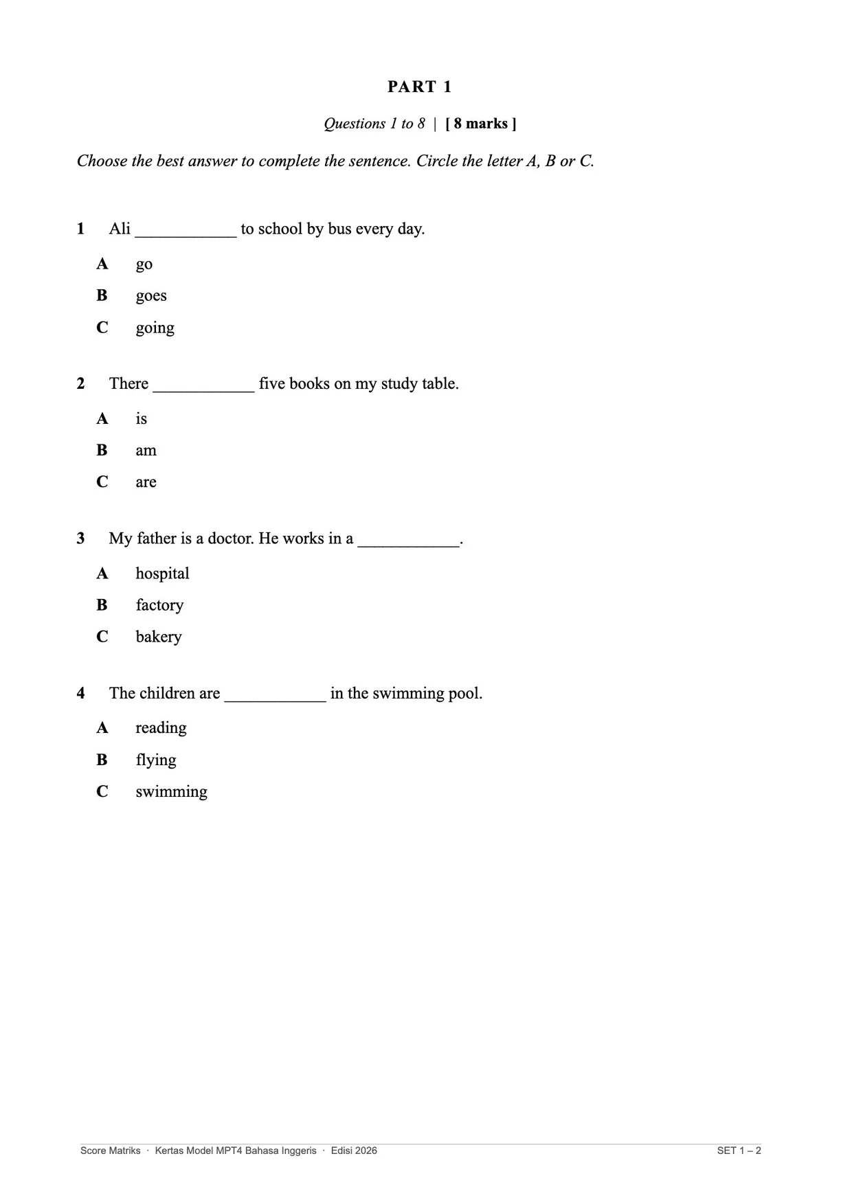 Contoh kertas model BI – Part 1