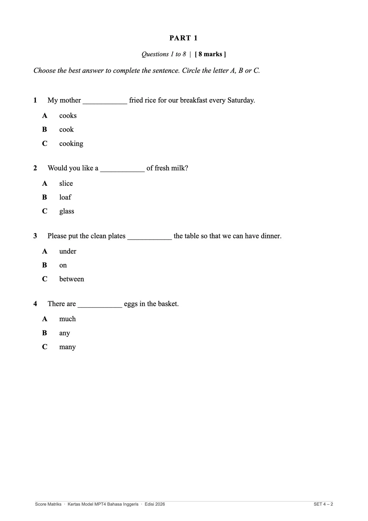 Contoh kertas model BI – Part 1