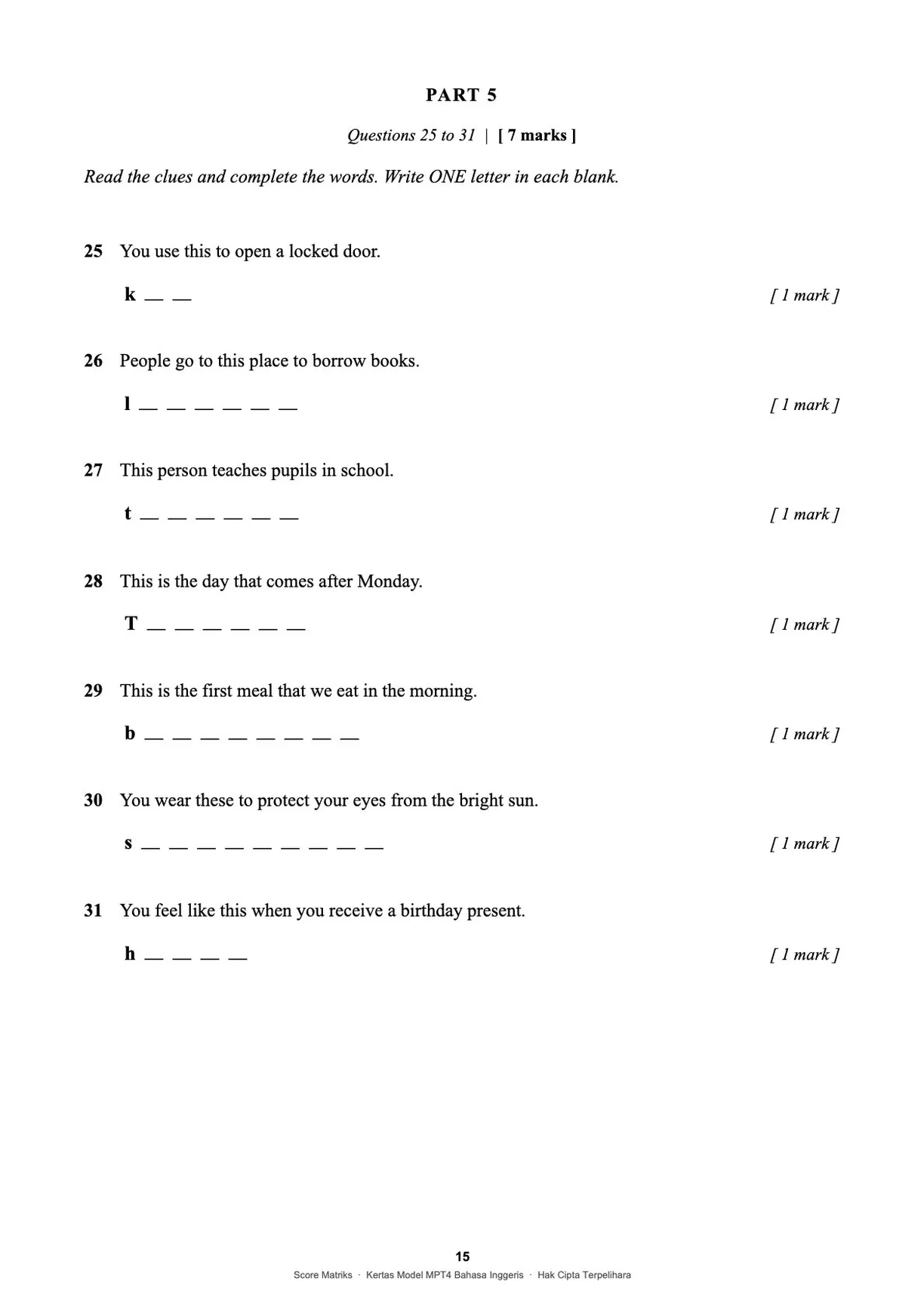 Contoh kertas model BI – Part 5
