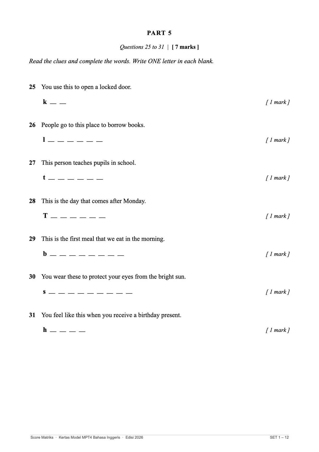 Contoh kertas model BI – Part 5
