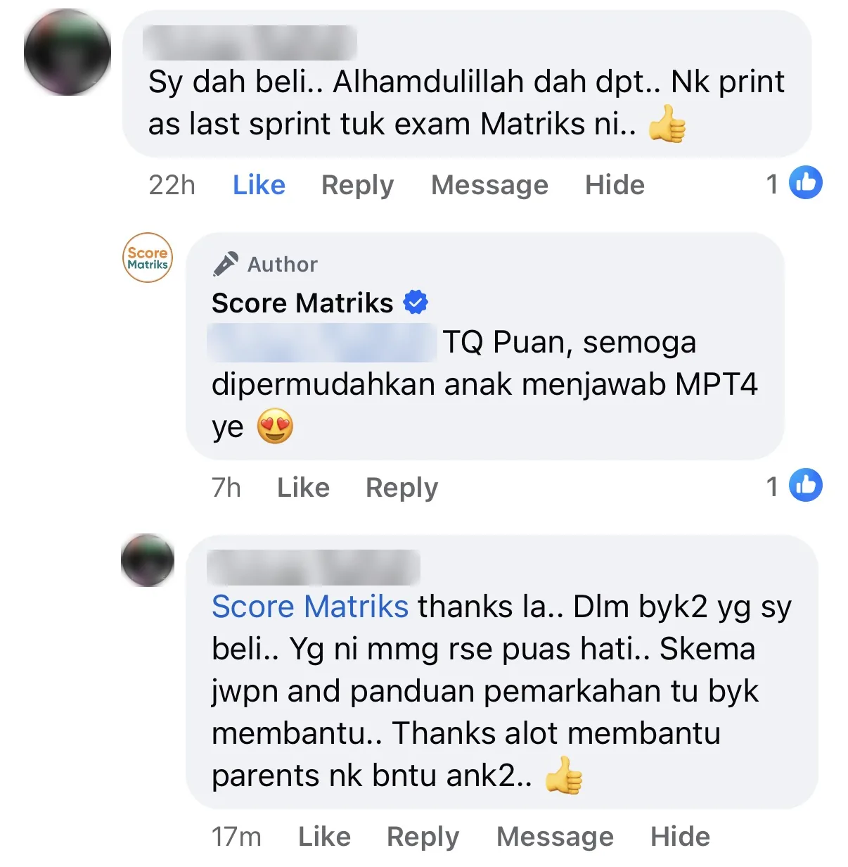 Komen Facebook pembeli: dalam banyak yang dibeli, yang ini paling puas hati. Skema jawapan dan panduan pemarkahan banyak membantu